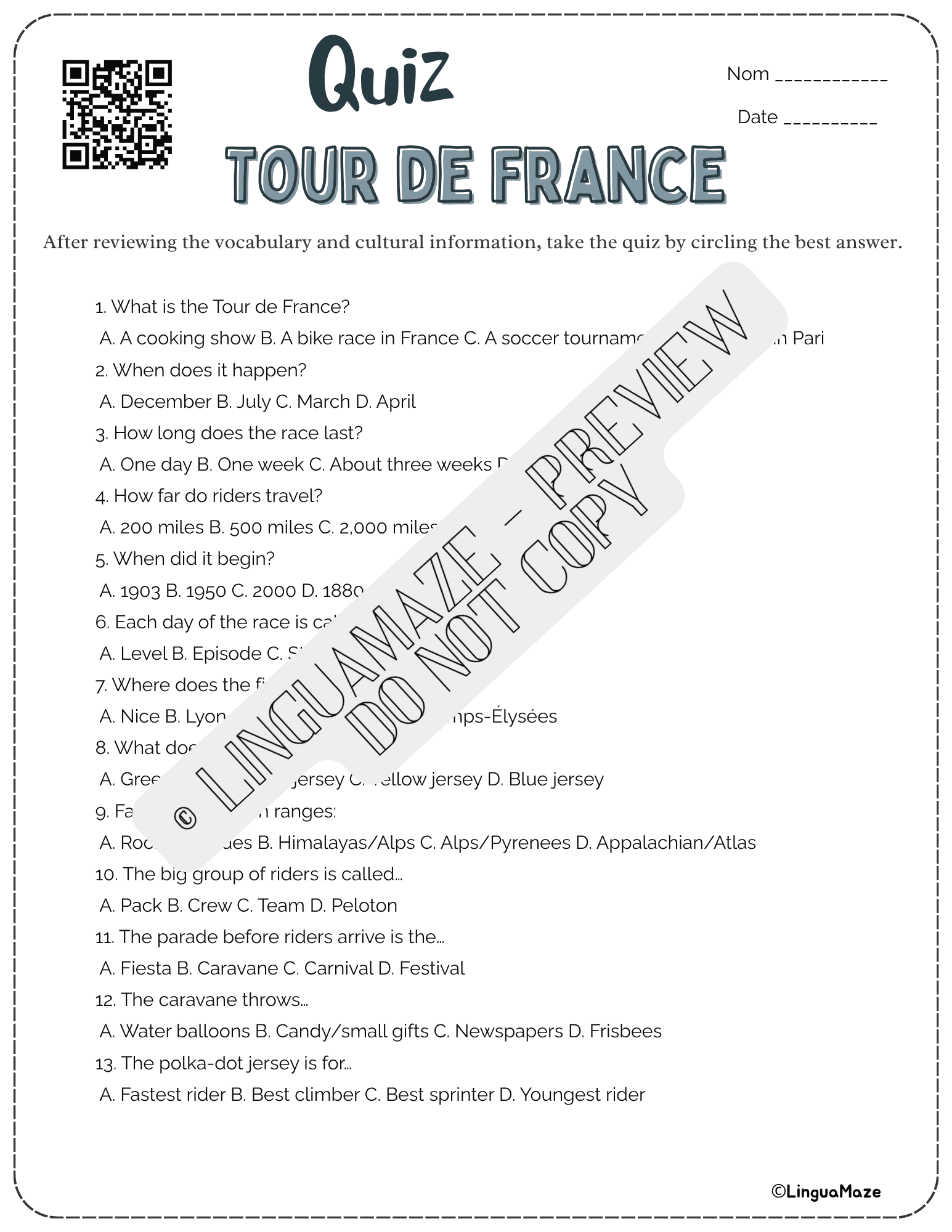 French Culture Tour de France - Color & Learn - Image 5