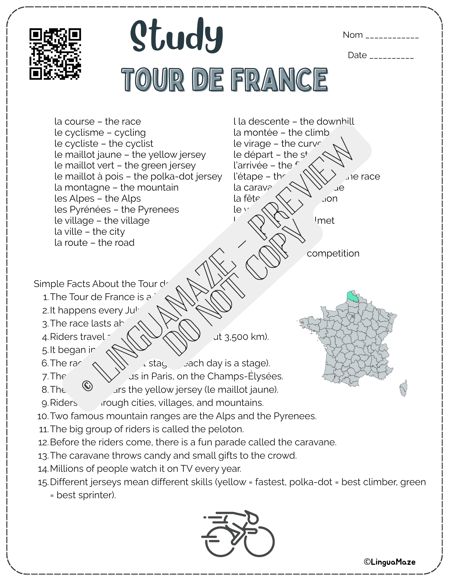 French Culture Tour de France - Color & Learn - Image 4