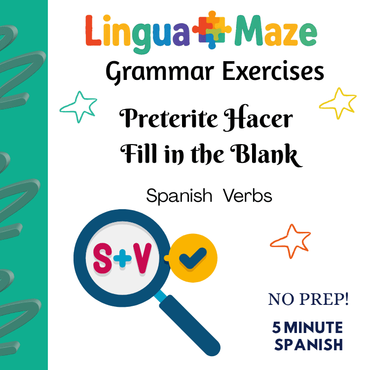 Sample preview page from Andar Irregular Spanish Preterite Tense Verb - LinguaMaze worksheet