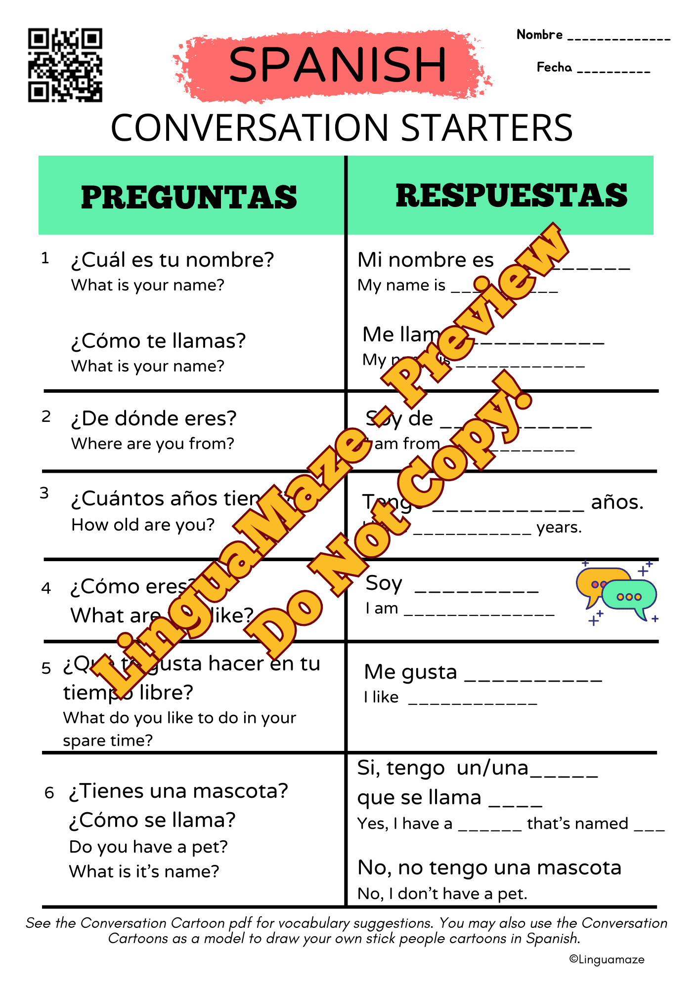 LinguaMaze worksheet preview page