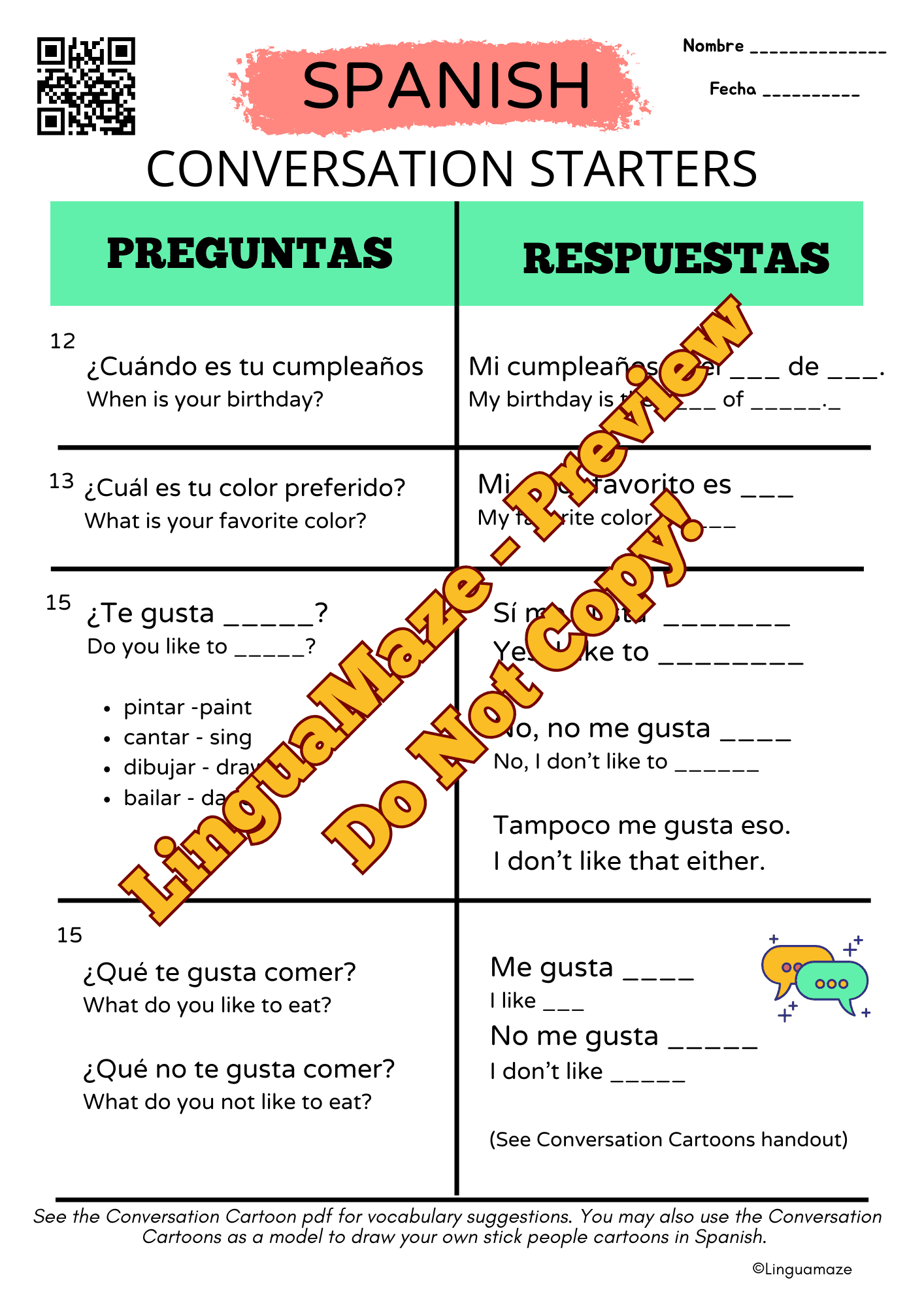 LinguaMaze worksheet preview page