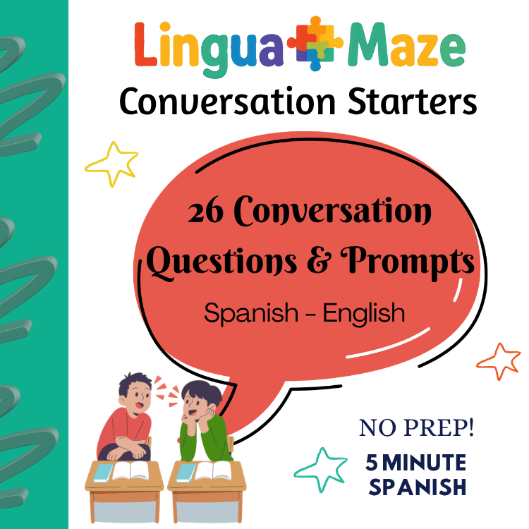Sample preview page from Spanish Conversation Questions & Guided Prompts - LinguaMaze worksheet