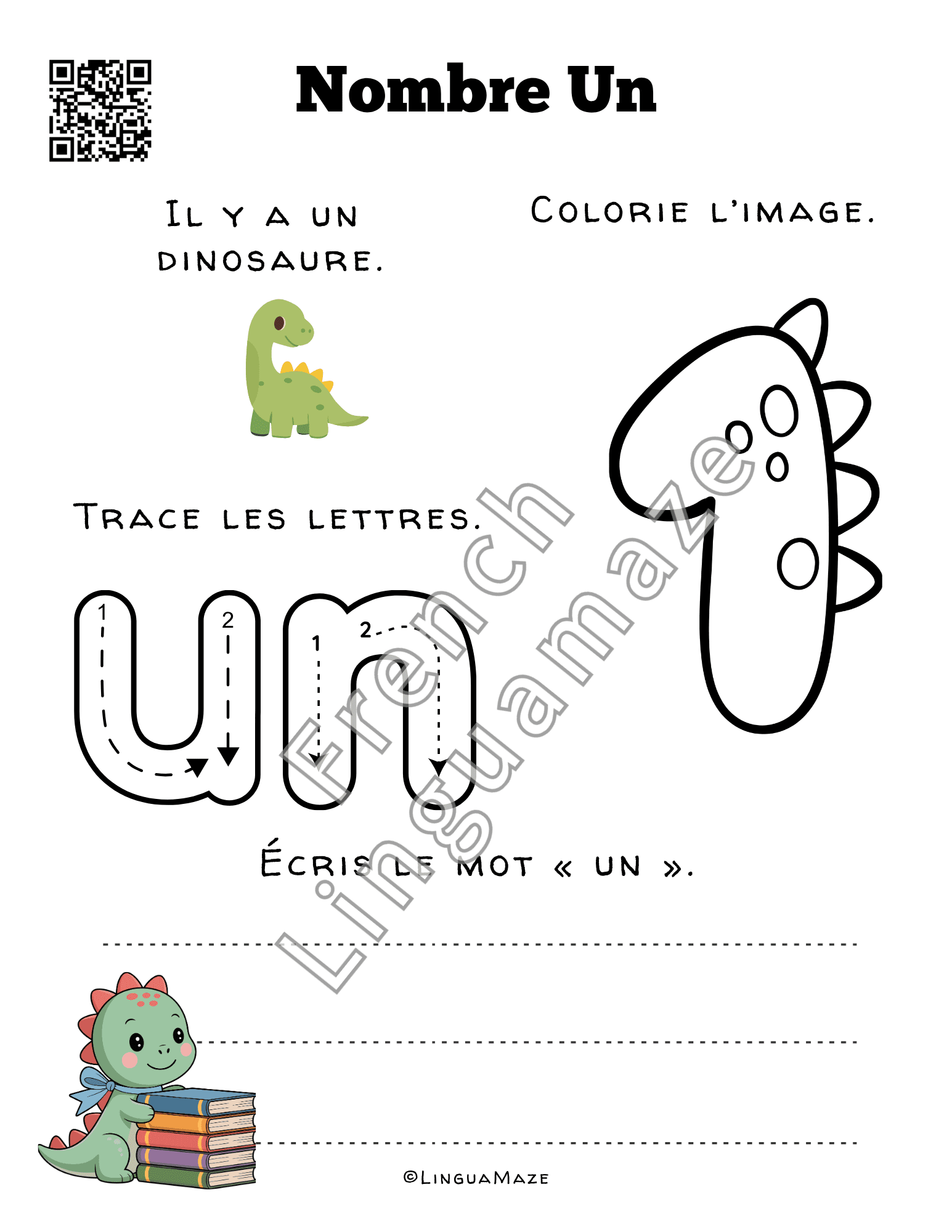 Sample preview page from Spanish Numbers 0 – 10 Color, Trace & Learn - LinguaMaze worksheet