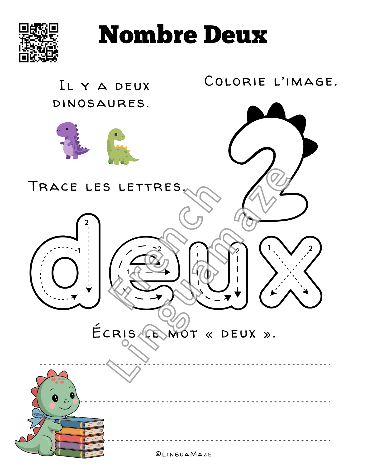 Sample preview page from Spanish Numbers 0 – 10 Color, Trace & Learn - LinguaMaze worksheet