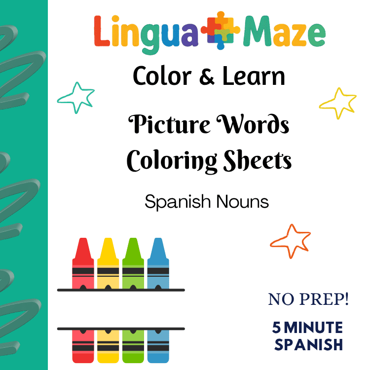 Spanish colors and nouns worksheet cover