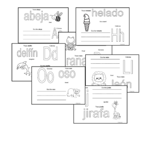 Spanish ABC Nouns Coloring Pages – Trace, Color and Learn
