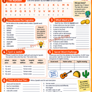 Spanish ABC Worksheet – Letters and Cognates preview